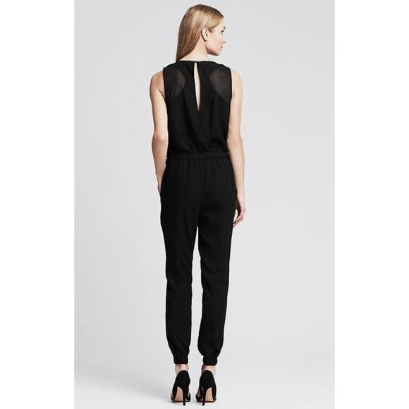 BANANA REPUBLIC Black Mesh Inset Jumpsuit // 0 - Picture 2 of 13
